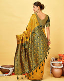 Yellow Silk Woven Baluchari Saree