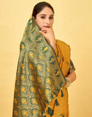 Yellow Silk Woven Baluchari Saree