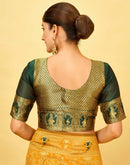 Yellow Silk Woven Baluchari Saree