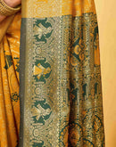 Yellow Silk Woven Baluchari Saree