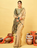 Beige Silk Woven Baluchari Saree