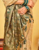 Beige Silk Woven Baluchari Saree