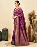 Wine Silk Woven Banarasi Saree
