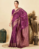 Wine Silk Woven Banarasi Saree