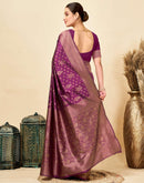 Wine Silk Woven Banarasi Saree