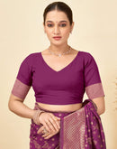 Wine Silk Woven Banarasi Saree