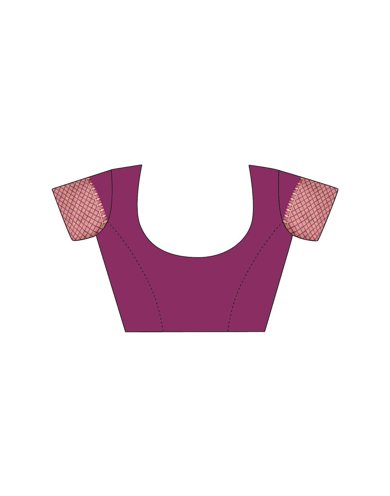 Wine Silk Woven Banarasi Saree