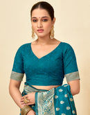 Rama Blue Silk Woven Banarasi Saree