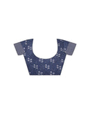 Dusty Blue Linen Printed Saree