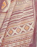 Cream Linen Printed Saree