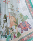 White Linen Printed Saree