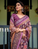 Wine Linen Printed Saree