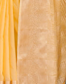 Yellow Chiffon Woven Solid Saree