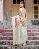 Beige Silk Printed Saree