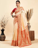 Beige Silk Woven Kanjivaram Saree