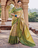 Beige Silk Woven Kanjivaram Saree