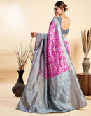 Magenta Silk Woven Banarasi Saree