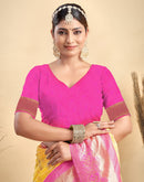 Yellow Silk Woven Banarasi Saree