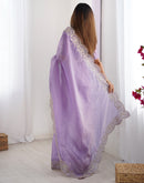 Lavender Tissue Silk Sequence Embroidery Saree