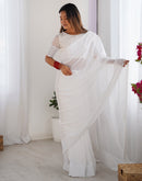 White Georgette Lace Saree