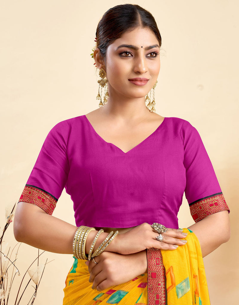 Yellow Chiffon Printed Saree