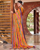 Yellow Chiffon Printed Saree