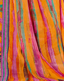 Yellow Chiffon Printed Saree