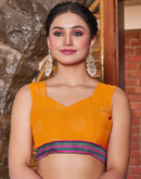 Yellow Chiffon Printed Saree