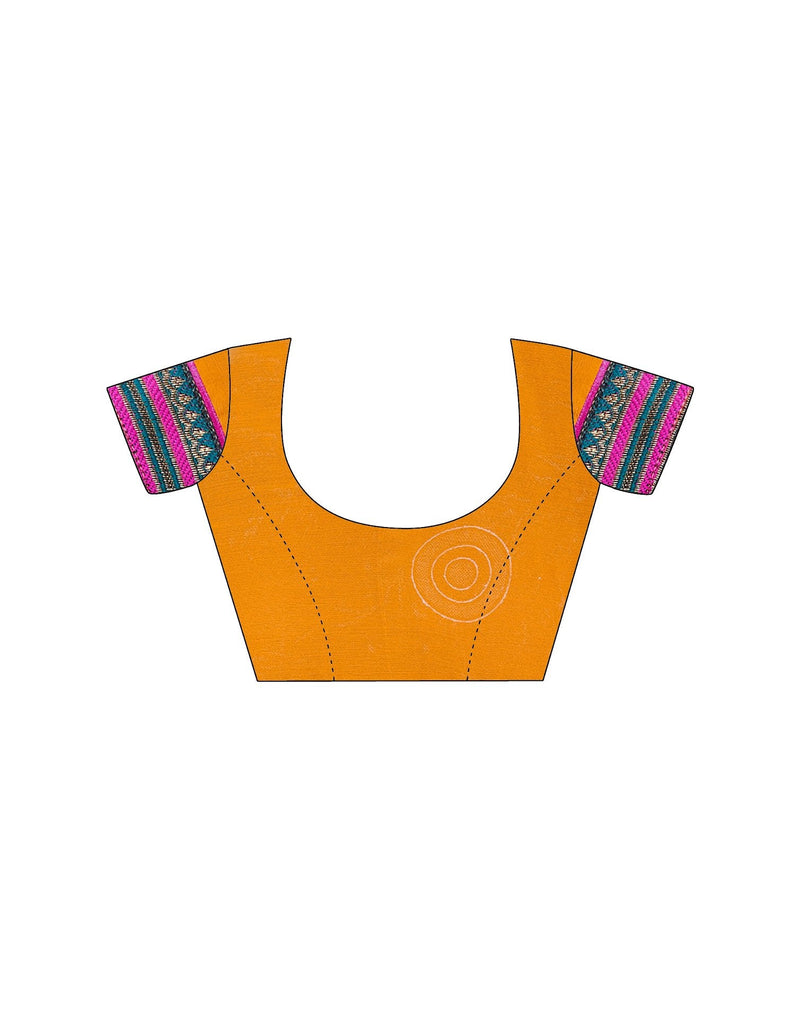 Yellow Chiffon Printed Saree