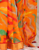 Orange Georgette Printed Saree