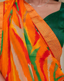Orange Georgette Printed Saree