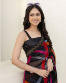 Black Georgette Printed Saree