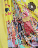 Yellow Tussar Silk Printed Kalamkari Saree