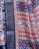 Grey Tussar Silk Printed Saree