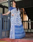 White Linen Printed Saree
