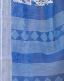 White Linen Printed Saree