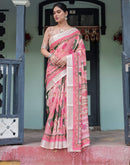 Pink Linen Printed Saree