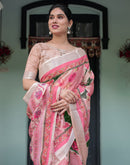 Pink Linen Printed Saree