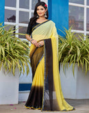 Yellow Georgette Lace Solid Saree