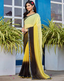 Yellow Georgette Lace Solid Saree