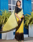 Yellow Georgette Lace Solid Saree