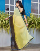 Yellow Georgette Lace Solid Saree