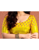 Yellow Tussar Silk Printed Kalamkari Saree