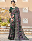 Dark Green Silk Printed Patola Saree