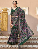 Dark Green Silk Printed Patola Saree