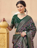 Dark Green Silk Printed Patola Saree