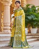Yellow Silk Woven Banarasi Saree