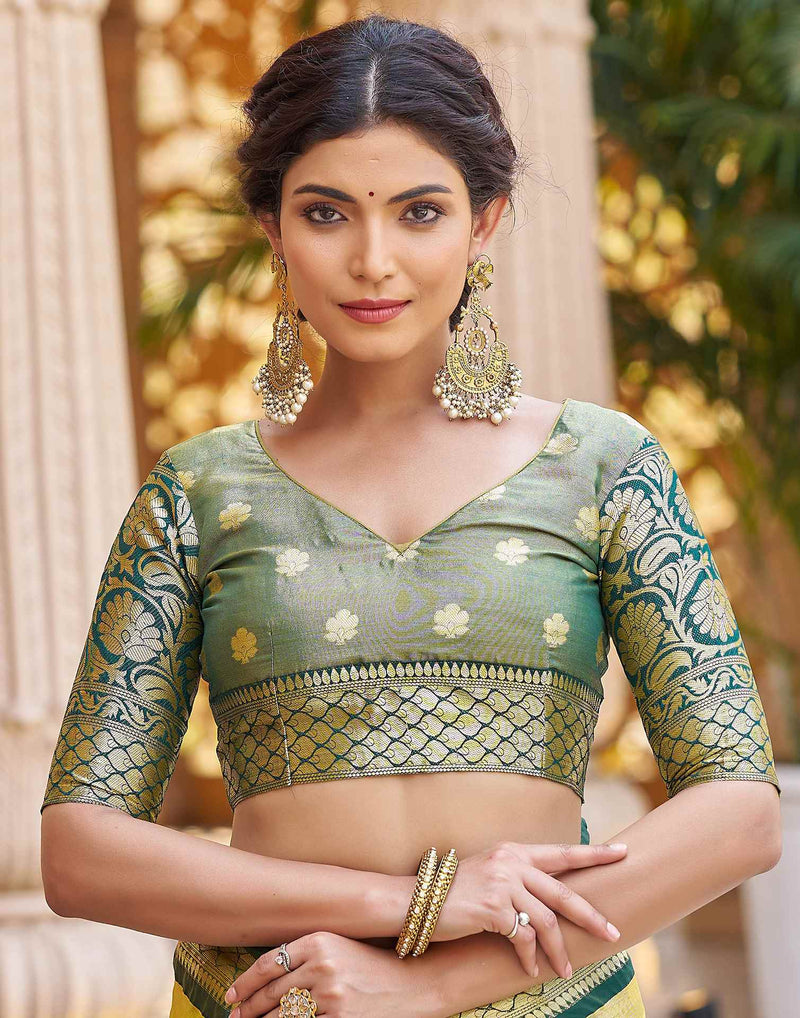 Yellow Silk Woven Banarasi Saree