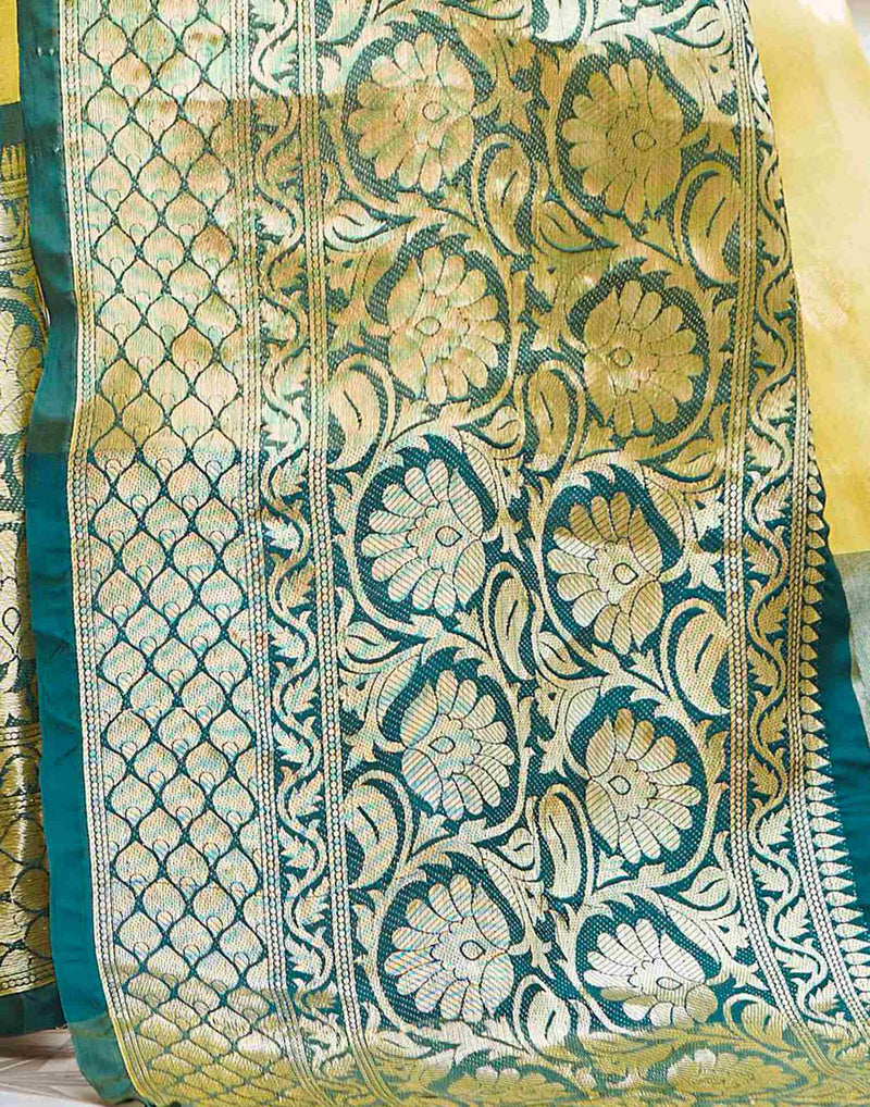 Yellow Silk Woven Banarasi Saree