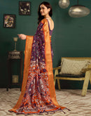 Wine Tussar Silk Printed Kalamkari Saree